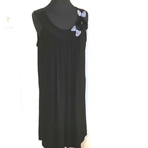 Candy Rain Sleeveless Black Dress with Light Blue & Black Flower,  Size 3X